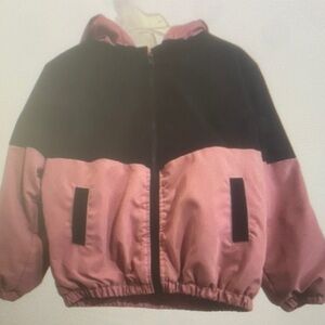 Girls' Pink and Black Hooded Puffer Jacket